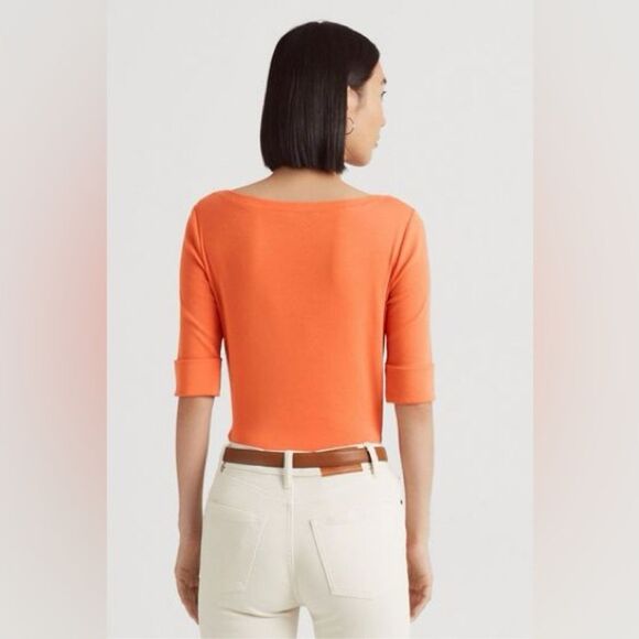 Ralph Lauren Plus Size Boatneck Elbow-Sleeve Top, Boatneck Orange Size 2X NEW - Picture 5 of 15